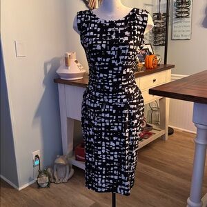 Nine West Black and White Geometric Dress